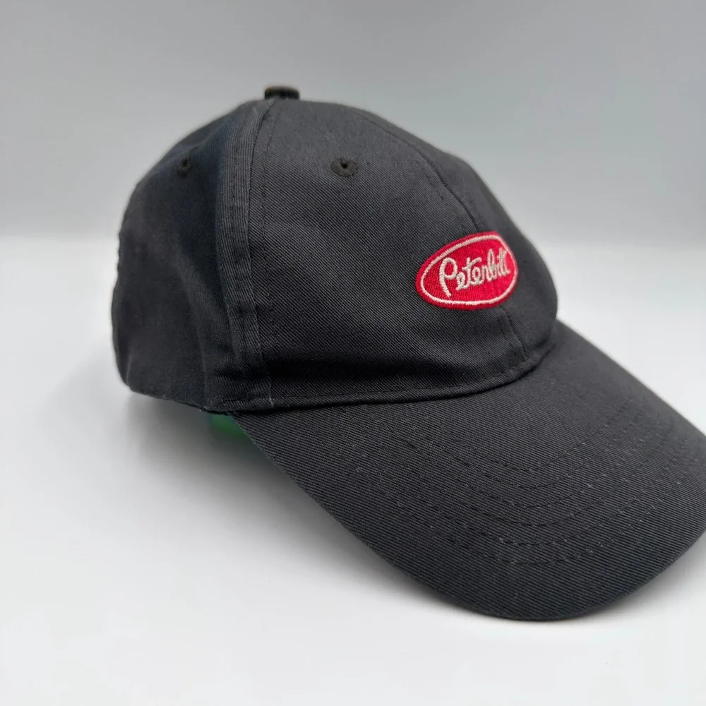 Youth Peterbilt Baseball Hat Black Red Oval Logo Trucker Cap Adjustable Strap